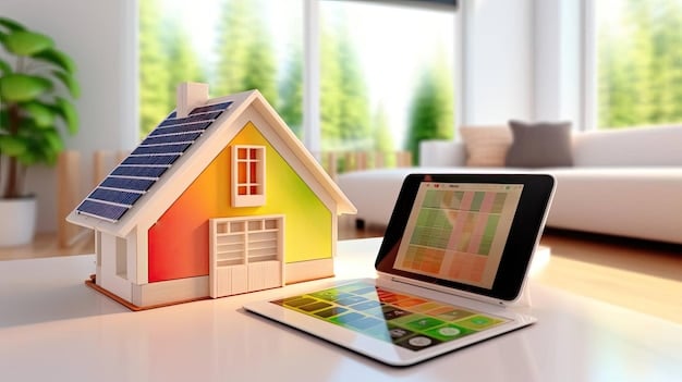 An image showcasing a variety of energy-efficient home improvements, including solar panels, energy-efficient windows, and proper insulation.