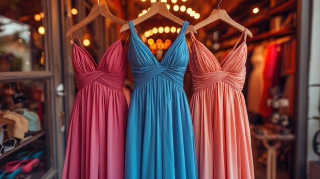 Close-up of two similar dresses, one sold by Shein and another by a smaller designer, highlighting the near-identical design.