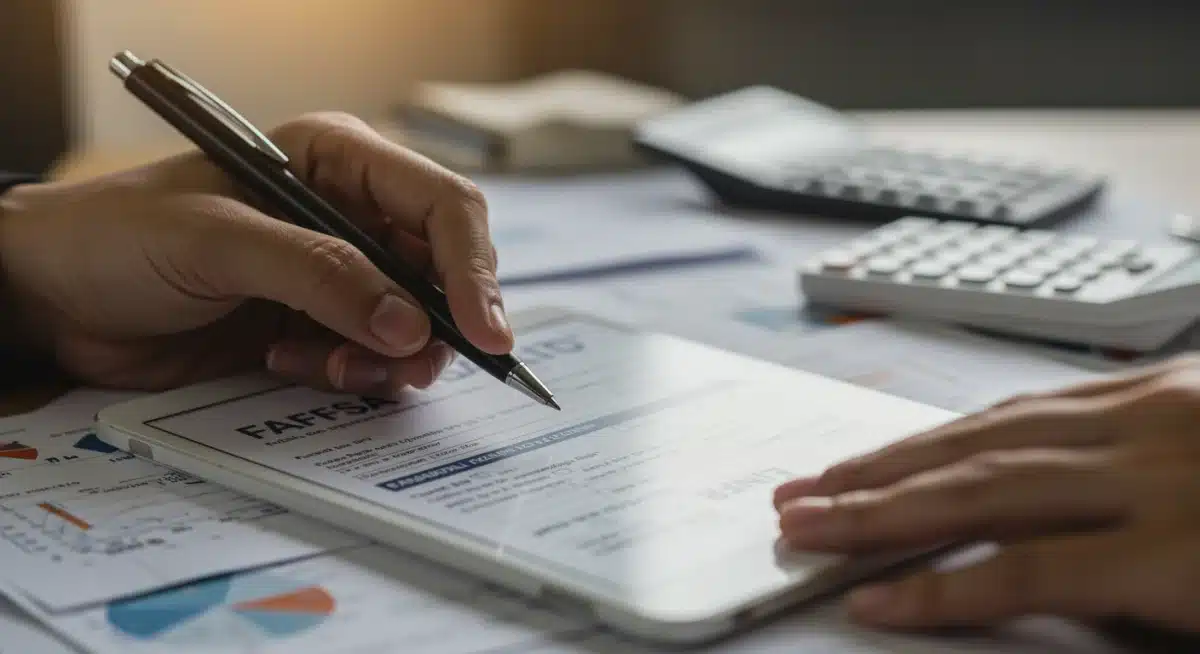 Person filling out digital FAFSA application form