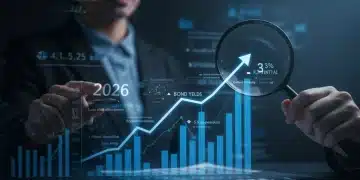 Illustration of a stable bond market with a 3% yield potential, representing low-risk investment opportunities in 2026.