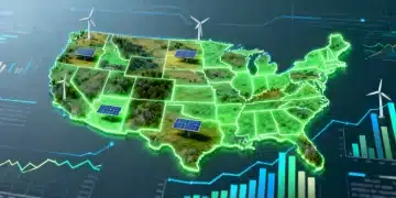 Illustration of US states leading renewable energy adoption
