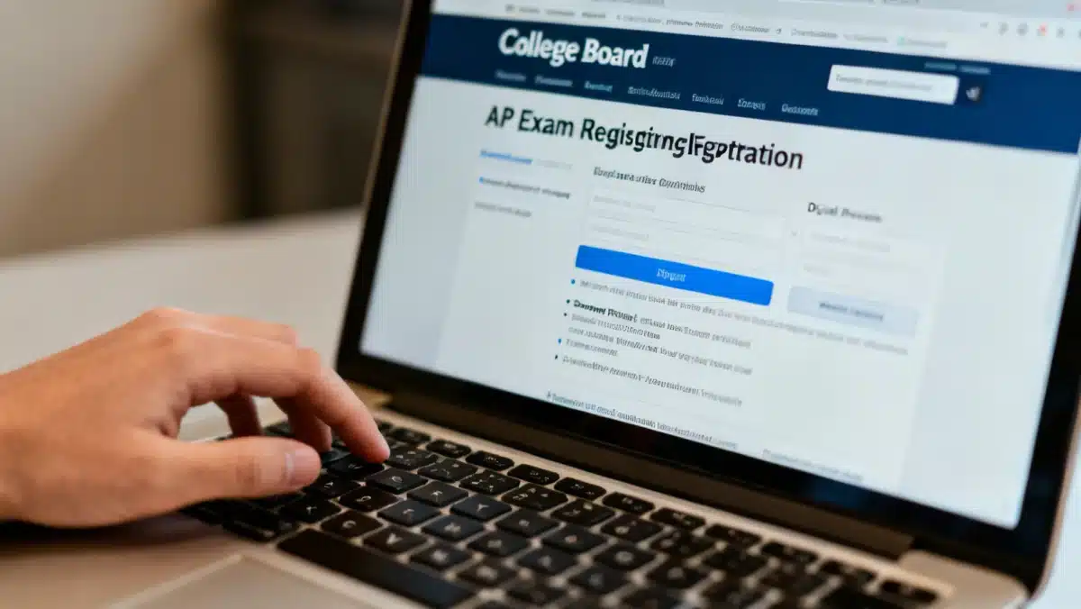 Student registering for AP exams online on the College Board website.