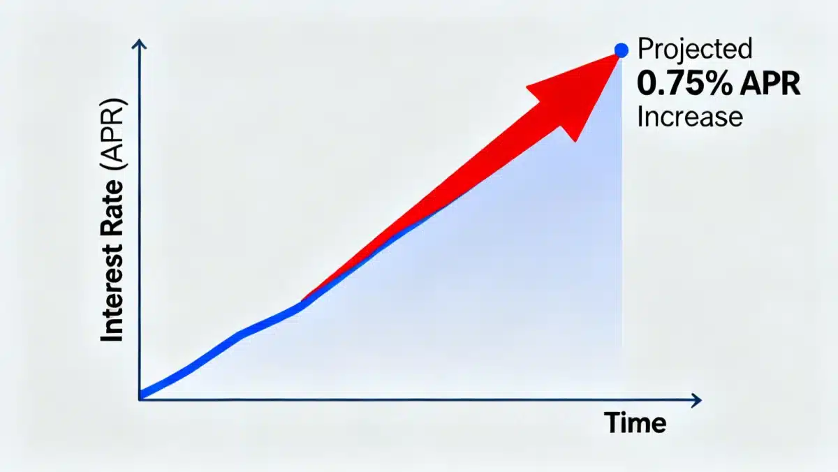 Financial graph illustrating rising interest rates and APR increase