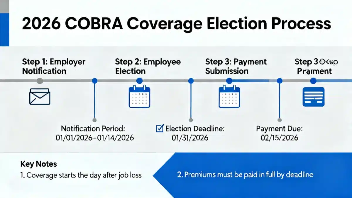 Infographic showing COBRA election process and timeline