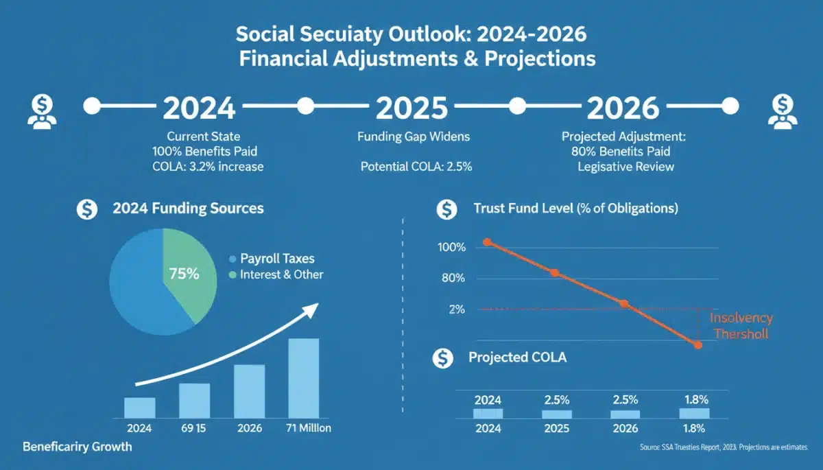 Infographic detailing Social Security financial projections and changes