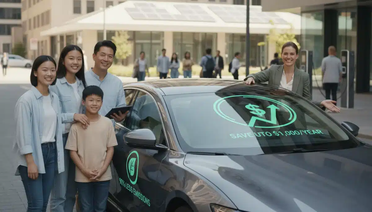 Diverse individuals celebrating electric vehicle ownership, highlighting the accessibility and financial benefits of new federal incentives.