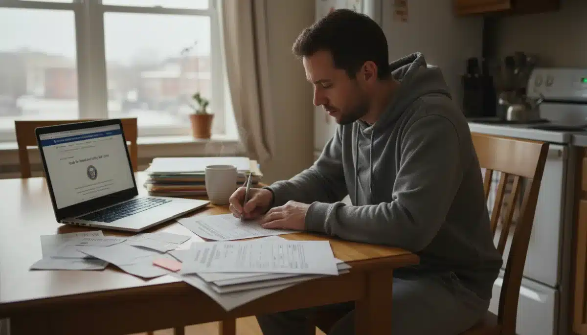 Person applying for housing assistance online