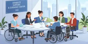 Group discussing disability benefits application with counselor