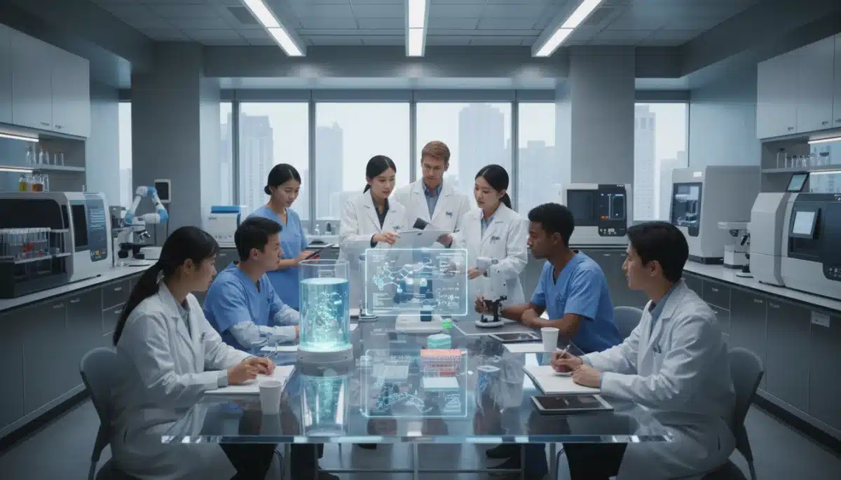 Students and researchers collaborating in a modern laboratory, symbolizing federal research investment