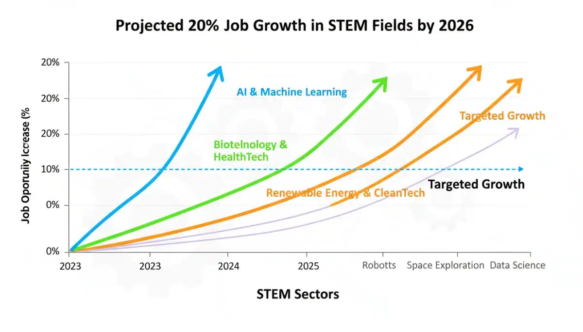 Graph showing projected 20% job growth in STEM fields by 2026.