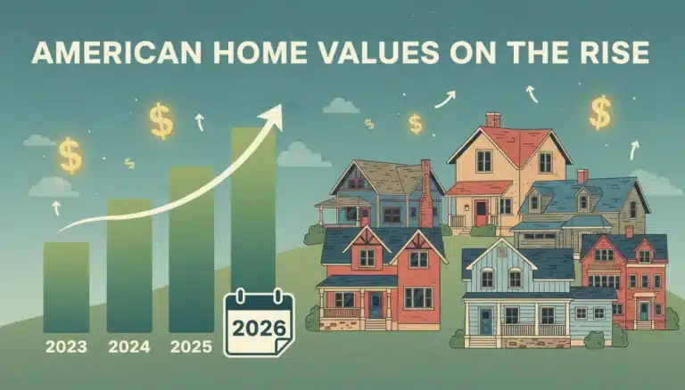 Upward trend in US home values forecast for 2026, illustrating economic growth