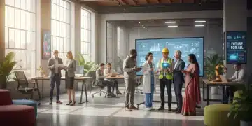 Professionals collaborating in a modern office, representing a strong and diverse 2026 job market.