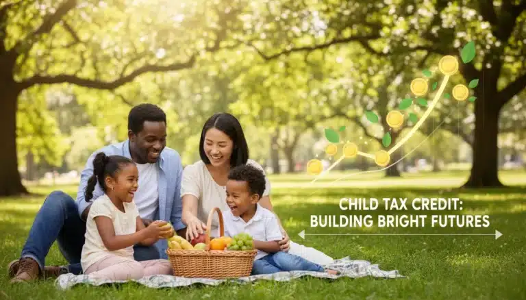 Happy family enjoying a picnic, symbolizing financial well-being from Child Tax Credit